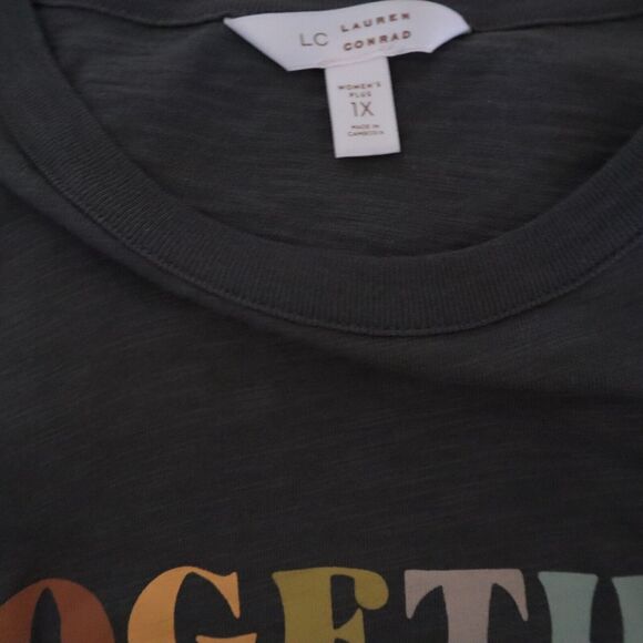 LC Lauren Conrad Short Sleeve Together We Can Gray Plus Size 1X - Picture 4 of 4